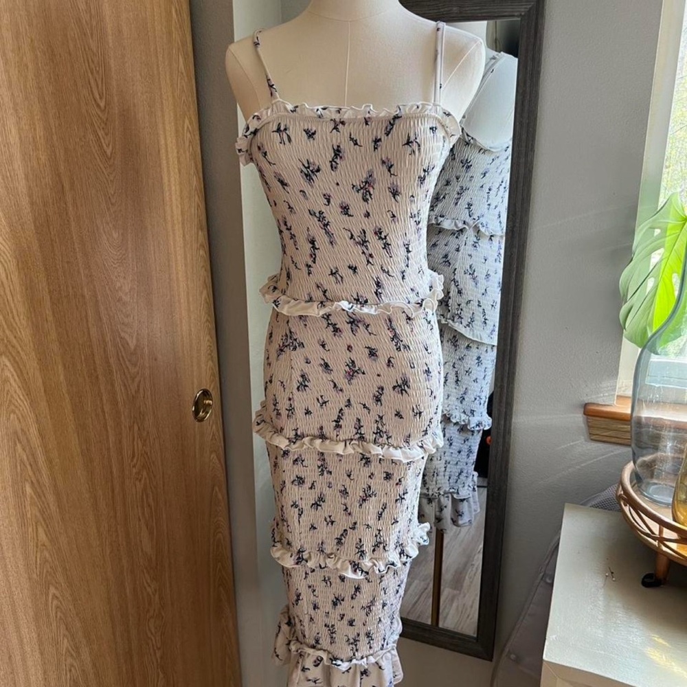 No Boundaries Cream Bodycon Midi Dress Spaghetti Strap